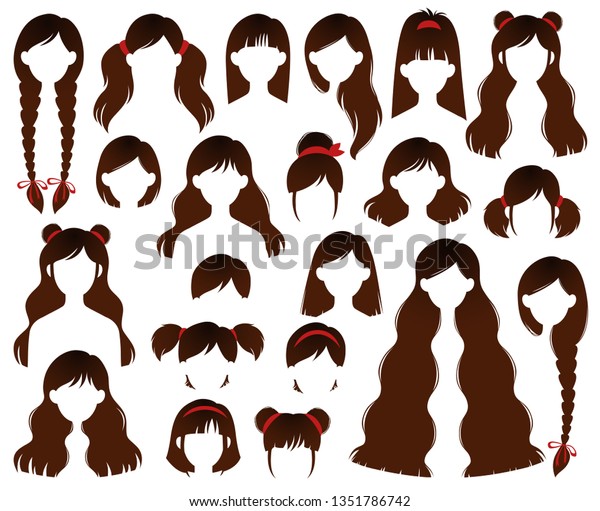 Types Hairstyles Brunette Beehive Bob Braided Stock Vector Royalty Free