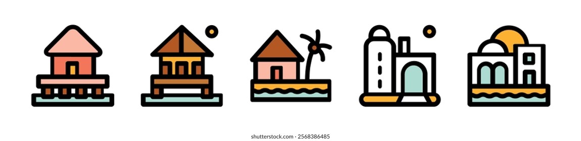 Types of houses set icon vector illustration