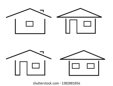 Types of houses with window. Accommodation and house types icon. 