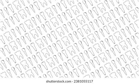 Types of human teeth texture pattern background. Vector illustration wallpaper design oral mouth anatomical incisor, canine, premolar and molar tooth dental wrapping.