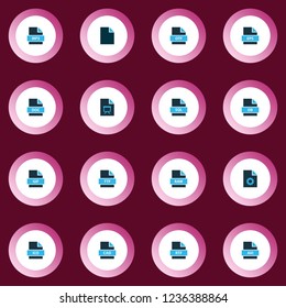 Types icons colored set with file otf, file cad, document and other audio elements. Isolated vector illustration types icons.