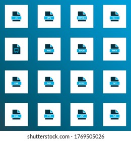 Types icons colored set with file sql, file presentation, page and other network graphics elements. Isolated vector illustration types icons.