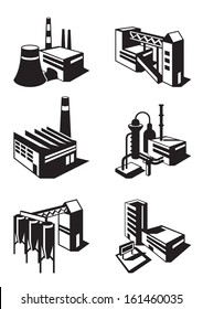 Types of industrial construction - vector illustration