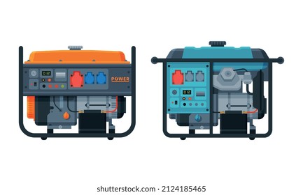 Types of Industrial Electrical Power Generator Vector Set