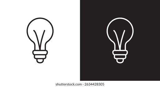 Tipos de icono de bombillas. Icono del Vector de la lámpara de las bombillas fijado en fondo transparente y negro. Trazo editable