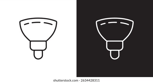 Types of light bulbs icon. Bulbs lamp vector icon set in transparent and black background. Editable stroke