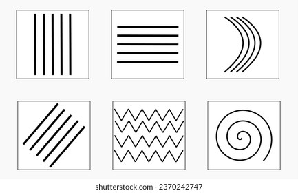 The types of lines in graphic design are vertical, horizontal, curved, diagonal, zig zag and spiral