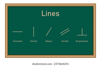 Types of lines in mathematics. Horizontal, vertical, oblique, parallel and perpendicular lines.