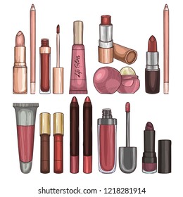 Types of lipsticks and lip glosses