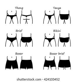 Types of man pants or underwear flat web icons. Vector illustration isolated on white background