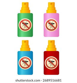 Tipos de aerosoles repelentes de mosquitos. Ilustración vectorial