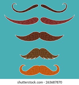 Types of moustaches. Mustache set. Whiskers isolated on white background