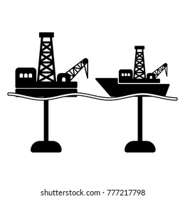 Types of offshore drilling; logo for oil and gas industry; black flat vector icon