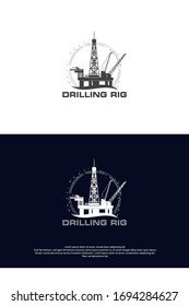 Types of offshore drilling Rig logo for oil and gas industry vector icon