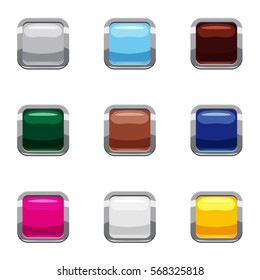 Types of online buttons icons set. Cartoon illustration of 9 types of online buttons vector icons for web