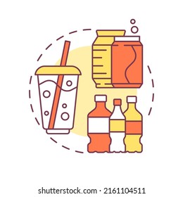 Tipos de paquetes para productos de bebida icono de concepto para el tema de la luz. Hay una variedad de bebidas para refrescarse. Bebidas carbonadas abstractas idea de la delgada línea ilustración. Dibujo de contorno aislado. Trazo editable