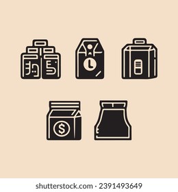 Types of Packaging Set of Vector  Thin Icons