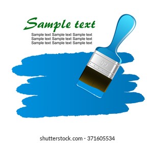 Types of paint brush with blue paint stain