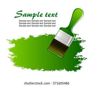 Types of paint brush with green paint stain