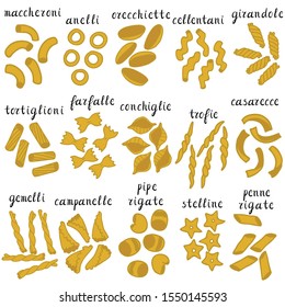 Types Pasta Drawn By Hand Lettering Stock Vector (Royalty Free ...