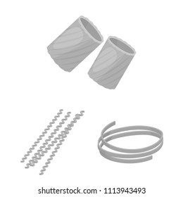Types of pasta monochrome icons in set collection for design. Figured macaroni for eating vector symbol stock web illustration.