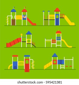 Types of playground slide vector illustration flat design