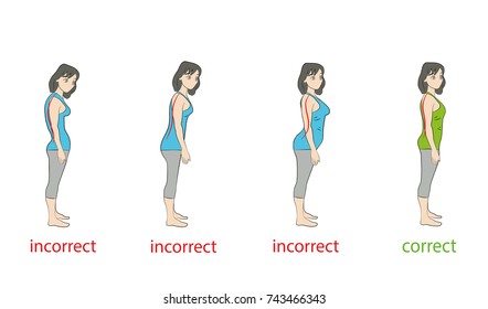 types of posture women. vector illustration.