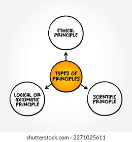 Types of Principles - general or basic truth on which other truths or theories can be based, mind map concept background