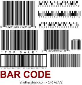 a lot of types of random barcodes in vector design