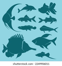 Types of Sea Fish Silhouette