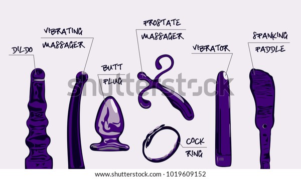 Types Of Sex Toys With Explanations The Image Shows A Dildo Vibrator Prostate Massager Butt 