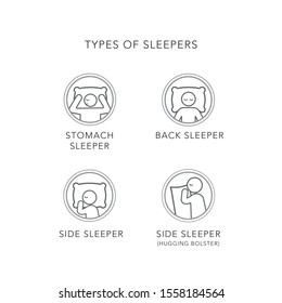 Types of sleepers icon/symbol-black and white svg