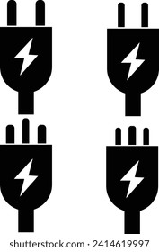 Types of socket plugs icon set icon. Cable plugs type usa, uk, eu sign. Electric plugs symbol. flat style.