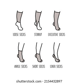 Icono de línea de tipos de medias. Diseño gráfico de medias casuales. Ilustración del vector