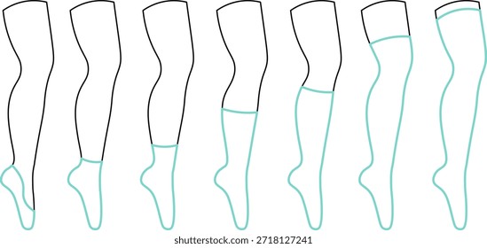 Tipos de calcetines en el pie en el Vector. elemento para la decoración de diseño de impresión de pegatina cartel Anuncio
