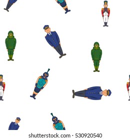 Types of soldiers pattern. Cartoon illustration of types of soldiers vector pattern for web