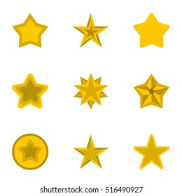 Types of stars icons set. Flat illustration of 9 types of stars vector icons for web