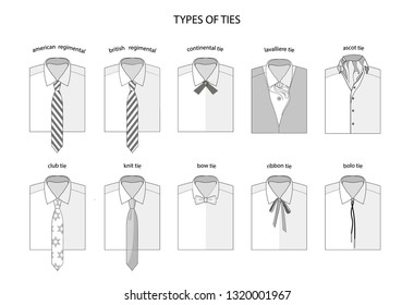Types ties  Accessories for the neck  Strict business style  Reference information and titles  Black   white  Men's shirts  collars 