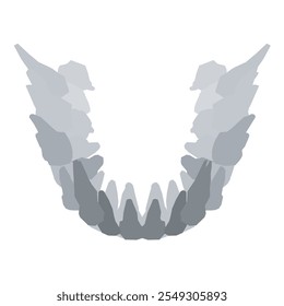 Types of tooth silhouette. Various human tooth with roots, molars, premolars, canines. Vector illustration.