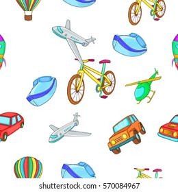 Types of transport pattern. Cartoon illustration of types of transport vector pattern for web