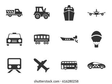 Types of transport vector icons for user interface design