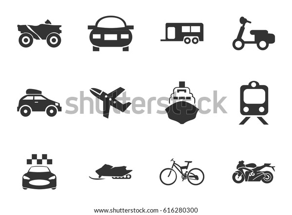 Types\
of transport vector icons for user interface\
design