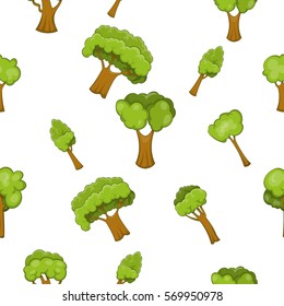 Types of trees pattern. Cartoon illustration of types of trees vector pattern for web