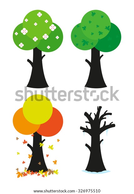 Types Trees Trees Spring Summer Autumn Stock Vector (Royalty Free ...