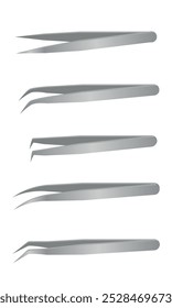 Types of tweezers for eyelash extensions, vector