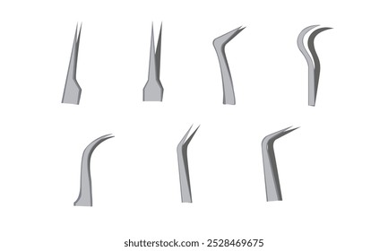 Types of tweezers for eyelash extensions, vector