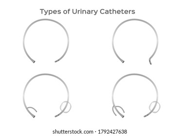 types of urinary catheters vector on white