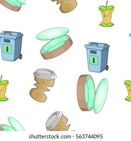 Types of waste pattern. Cartoon illustration of types of waste vector pattern for web