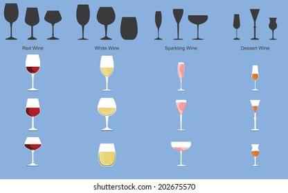 Types of Wine and Glasses svg