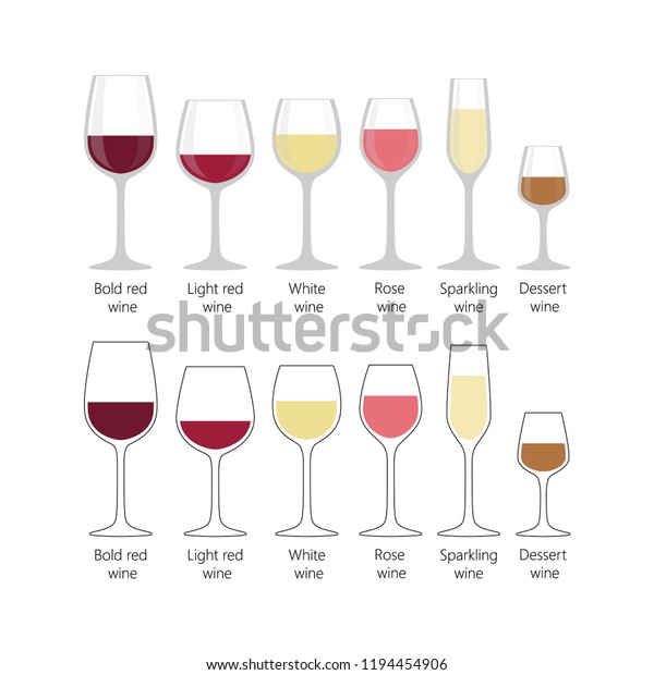 Types Wine Glasses Set Colorful Full Stock Vector (Royalty Free ...